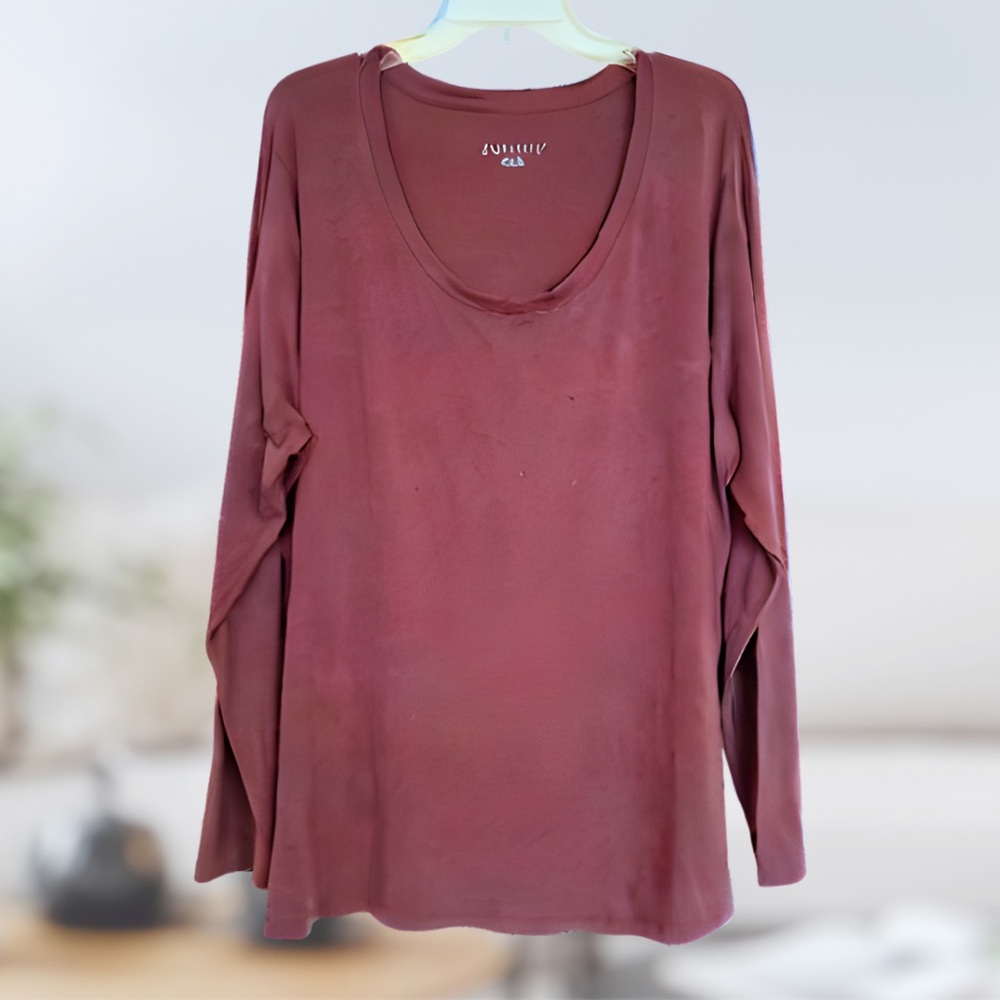 Mauve Long Sleeve Tunic Style T-Shirt 2X